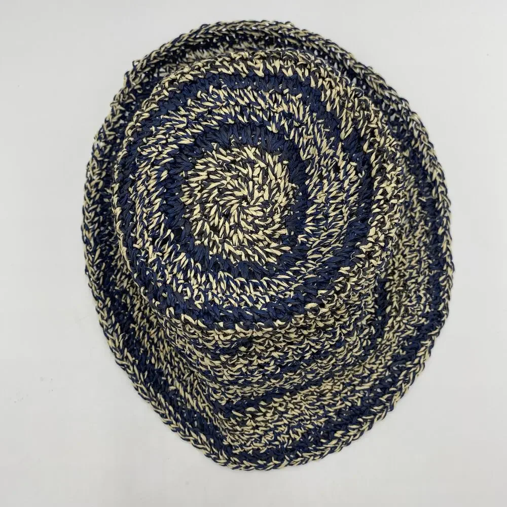 Steve Madden Blue & Tan 100% Paper Yarn Bucket Hat Size O/S
